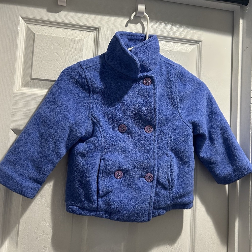 Vintage Rugged Bear Girls Blue Malden Mills Polarfleece Peacoat Jacket Size 5